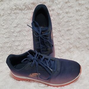 Women's Sketchers Sketch Air Trainers/ Running Shoes size 8.5 hombre peach navy
